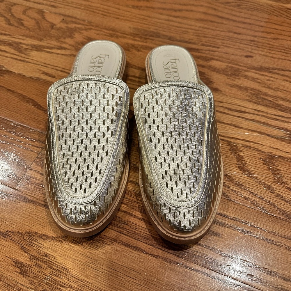 Franco Sarto Gold Slip-On Loafer Mules